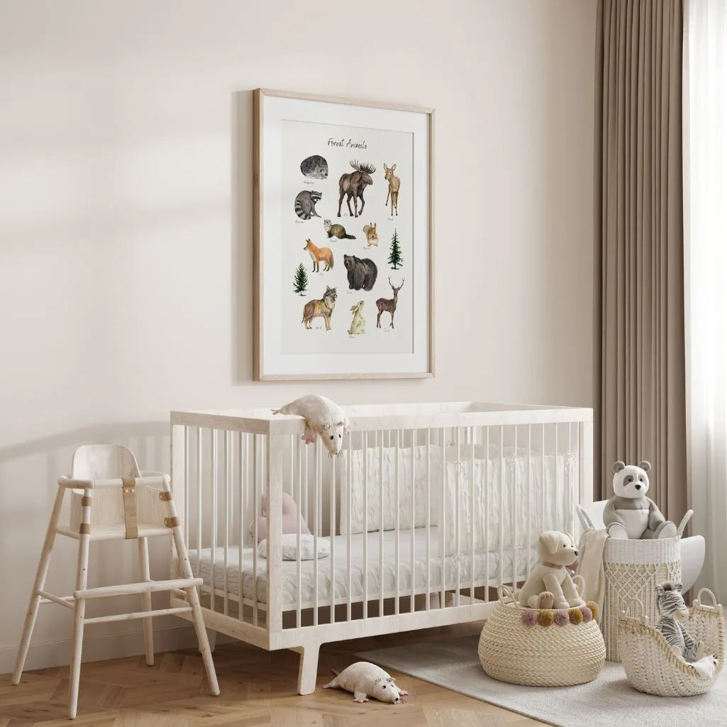 forest animals educational poster kids gallery wall
