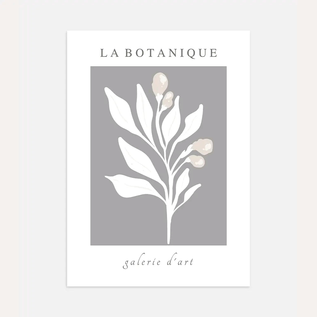 graphite botanique plant poster dark grey minimalist botanical wall art