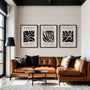 Henri Matisse modern botanical poster set of 3 in black and beige tones for stylish wall art