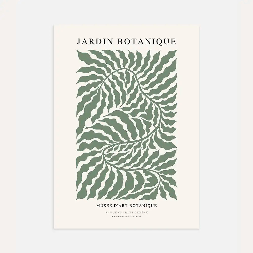 jardin botanique poster sage green wall art