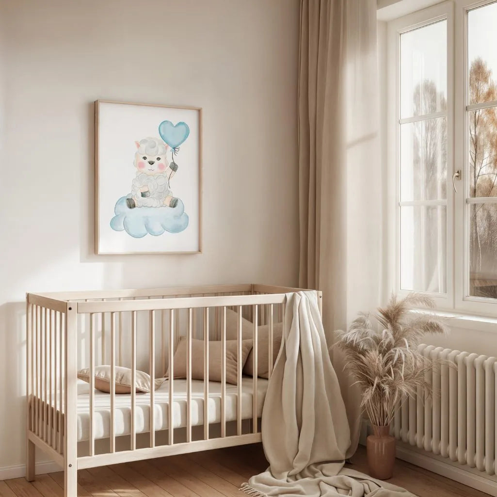 lamb cloud poster baby room wall art