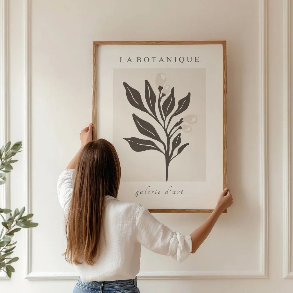 botanisches line art poster im wohnzimmer moderne wandkunst illustration