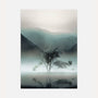 Lone tree poster in minimalist landscape with soft tones and calm atmosphere