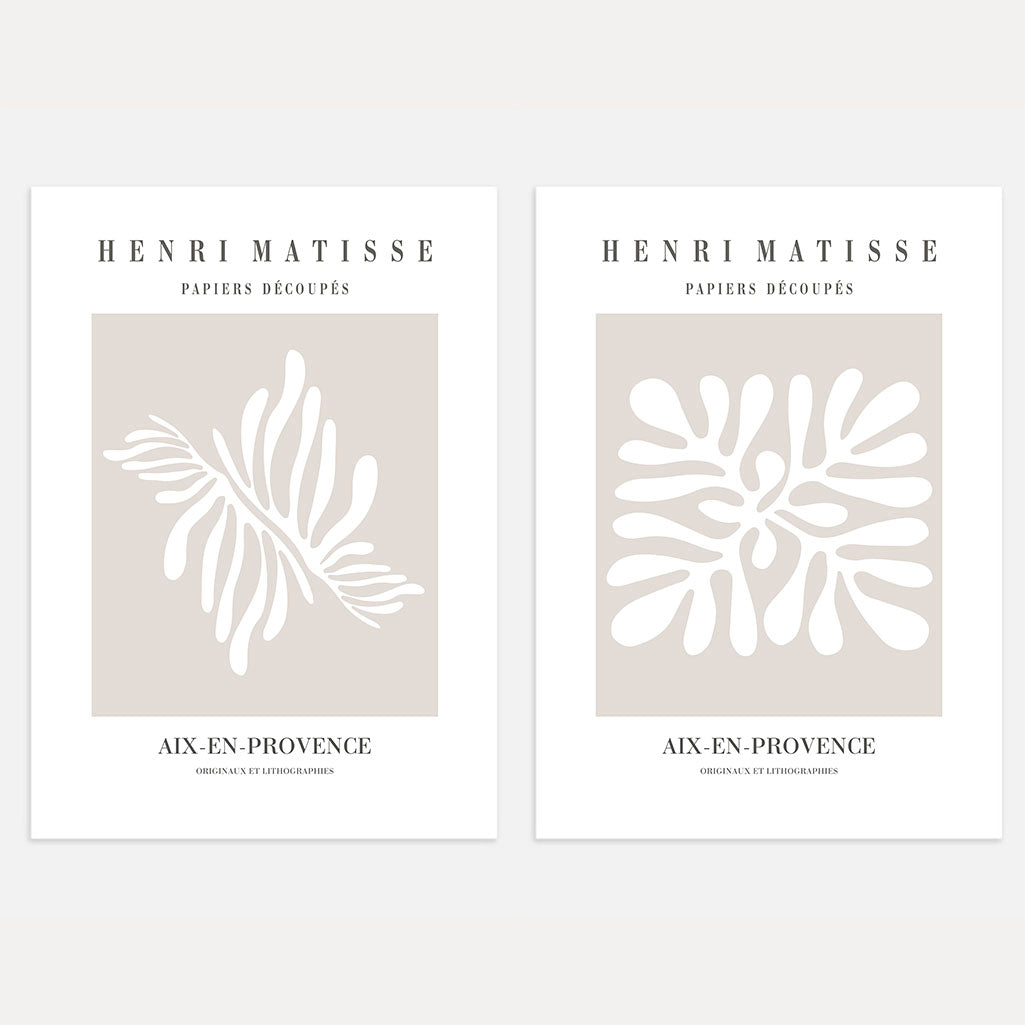matisse beige organic forms poster set 2 wall art
