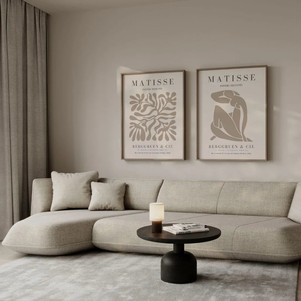 beige matisse poster set living room wall art minimal decor