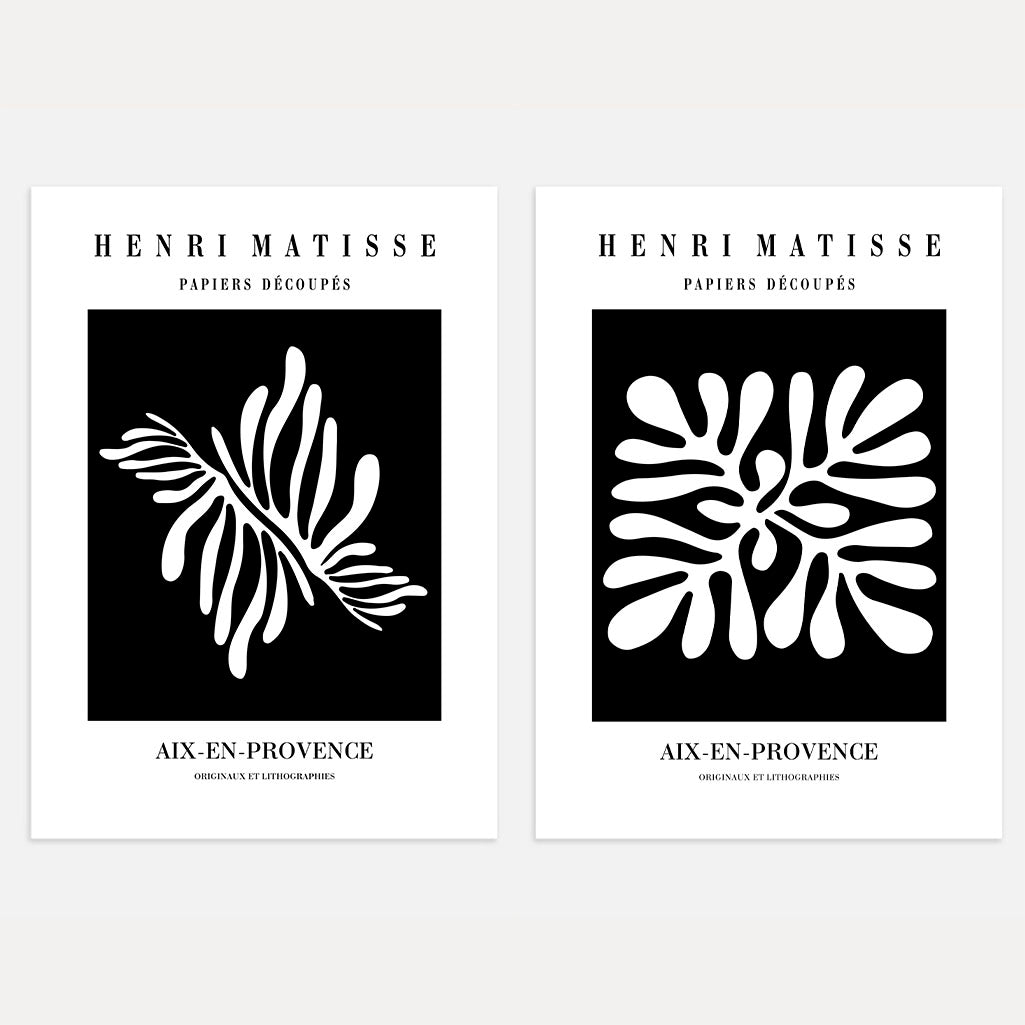 matisse black white cut outs poster set of 2 abstract wall art