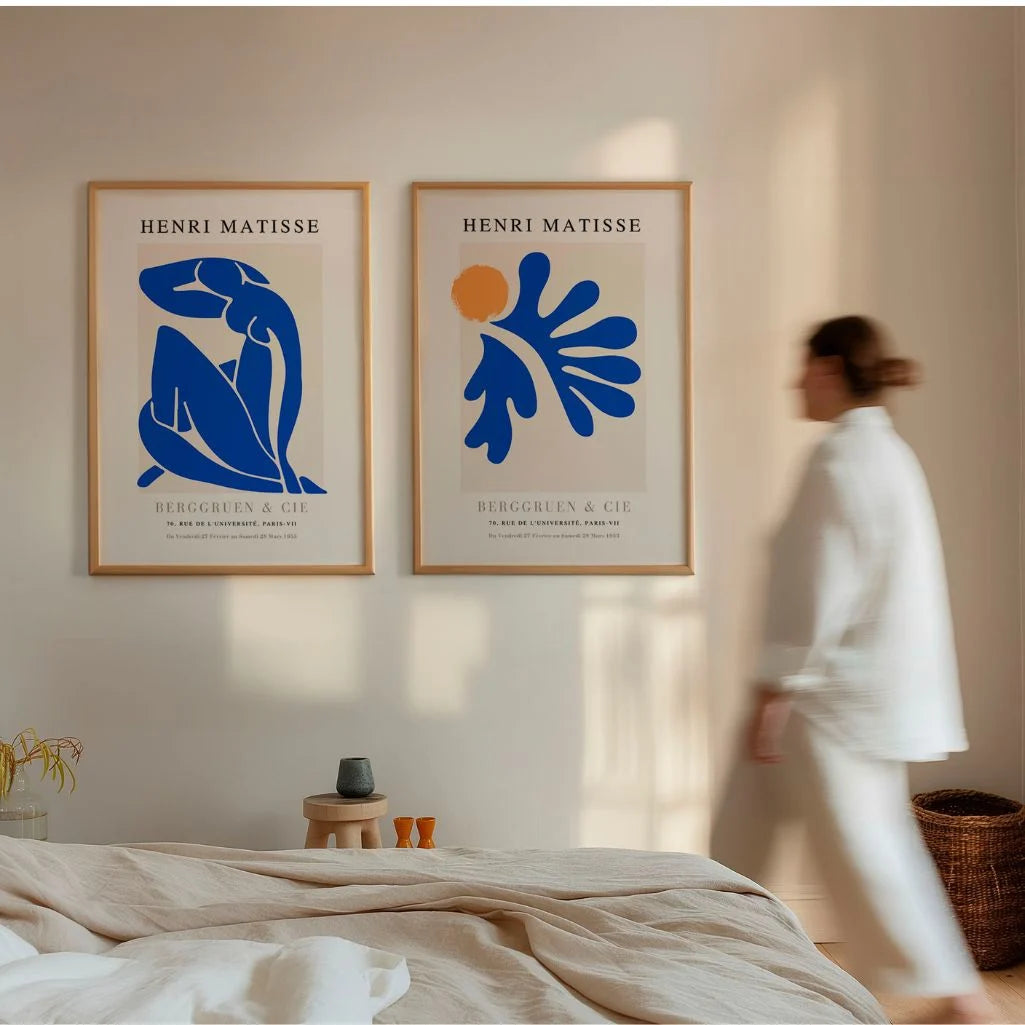 matisse blue orange poster set living room modern decor