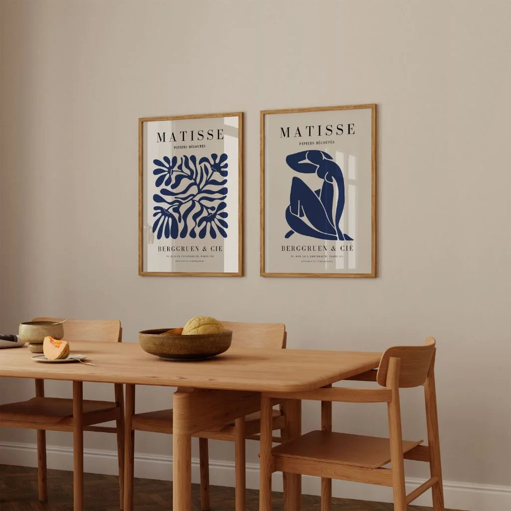 matisse blue abstract poster set living room modern decor