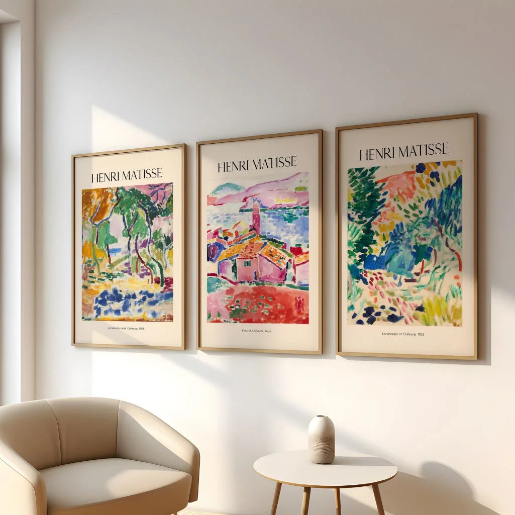 Henri Matisse Fauvism landscape painting poster set with vibrant colors for home decor