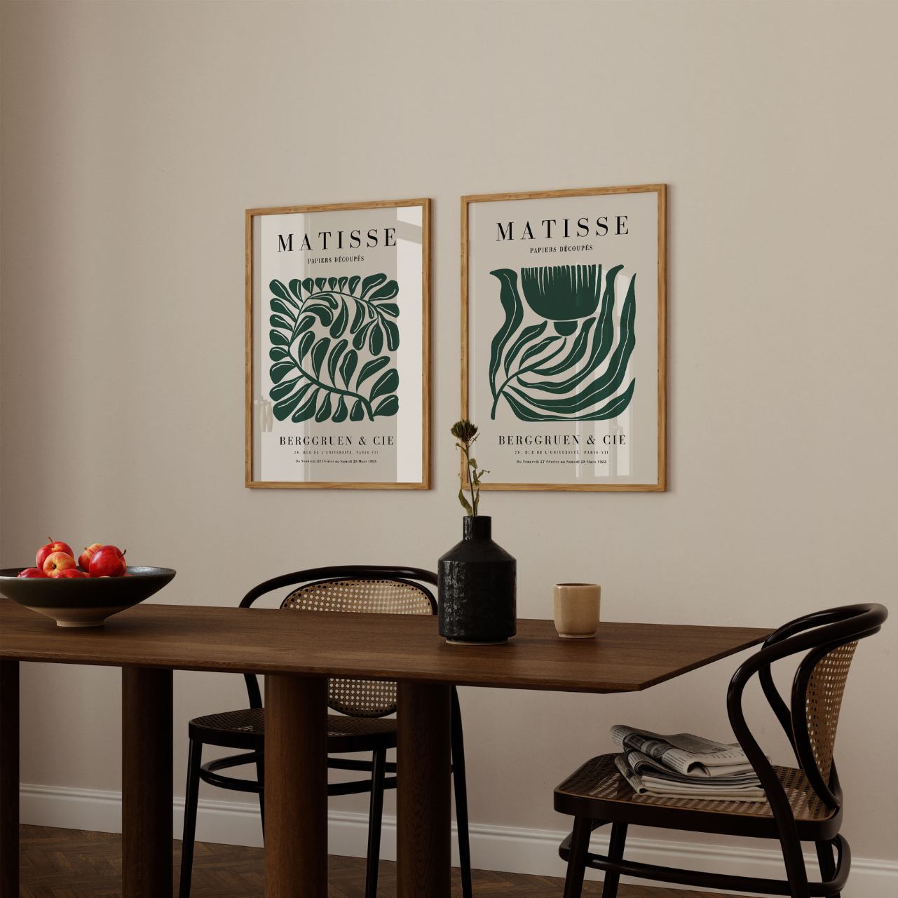 matisse green botanical poster set bedroom decor