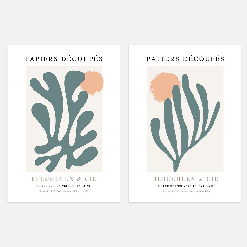 matisse green organic shapes poster set 2 wall art