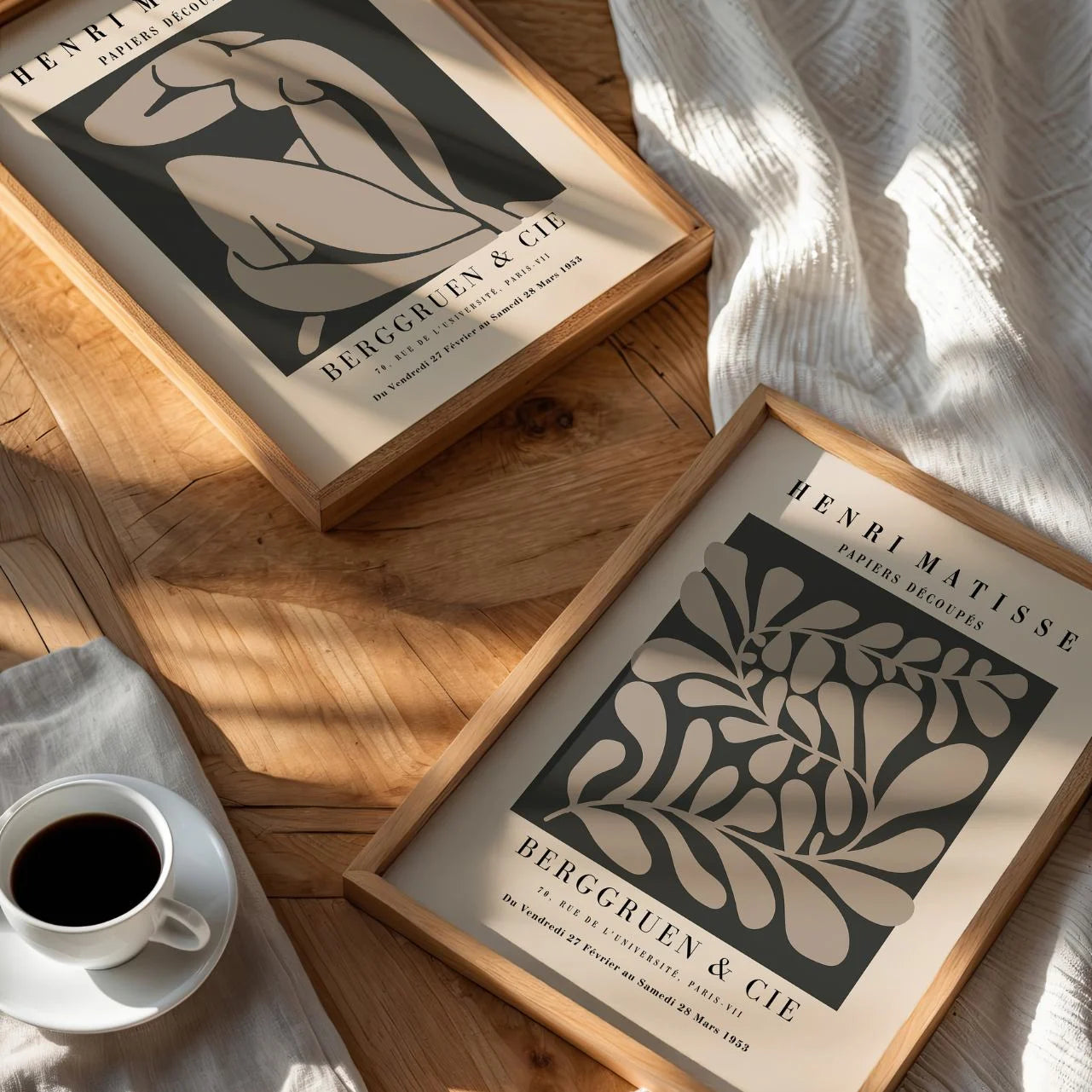 taupe botanical poster set bedroom modern wall art