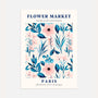 Paris blue flowers poster with soft blue and powder pink watercolor blooms