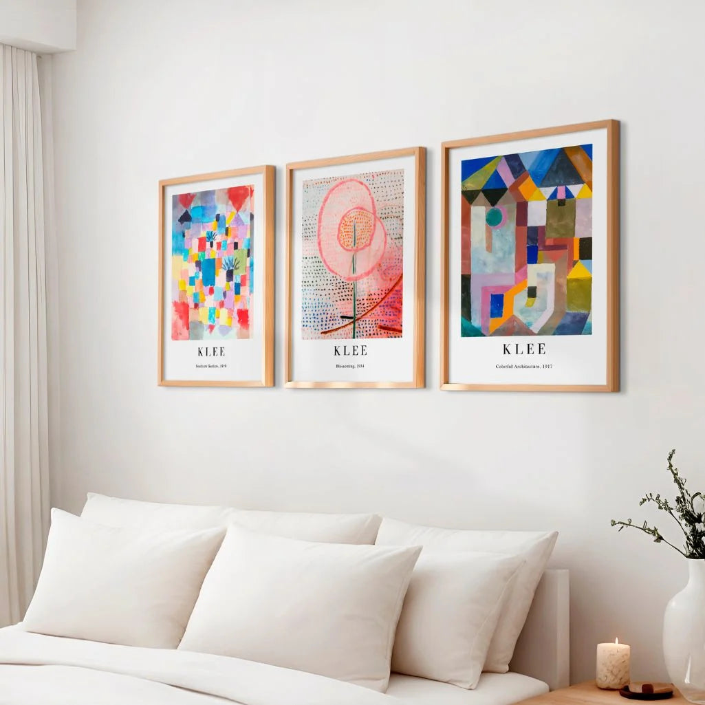 Paul Klee modern abstract poster set with colorful composition for creative interior decor