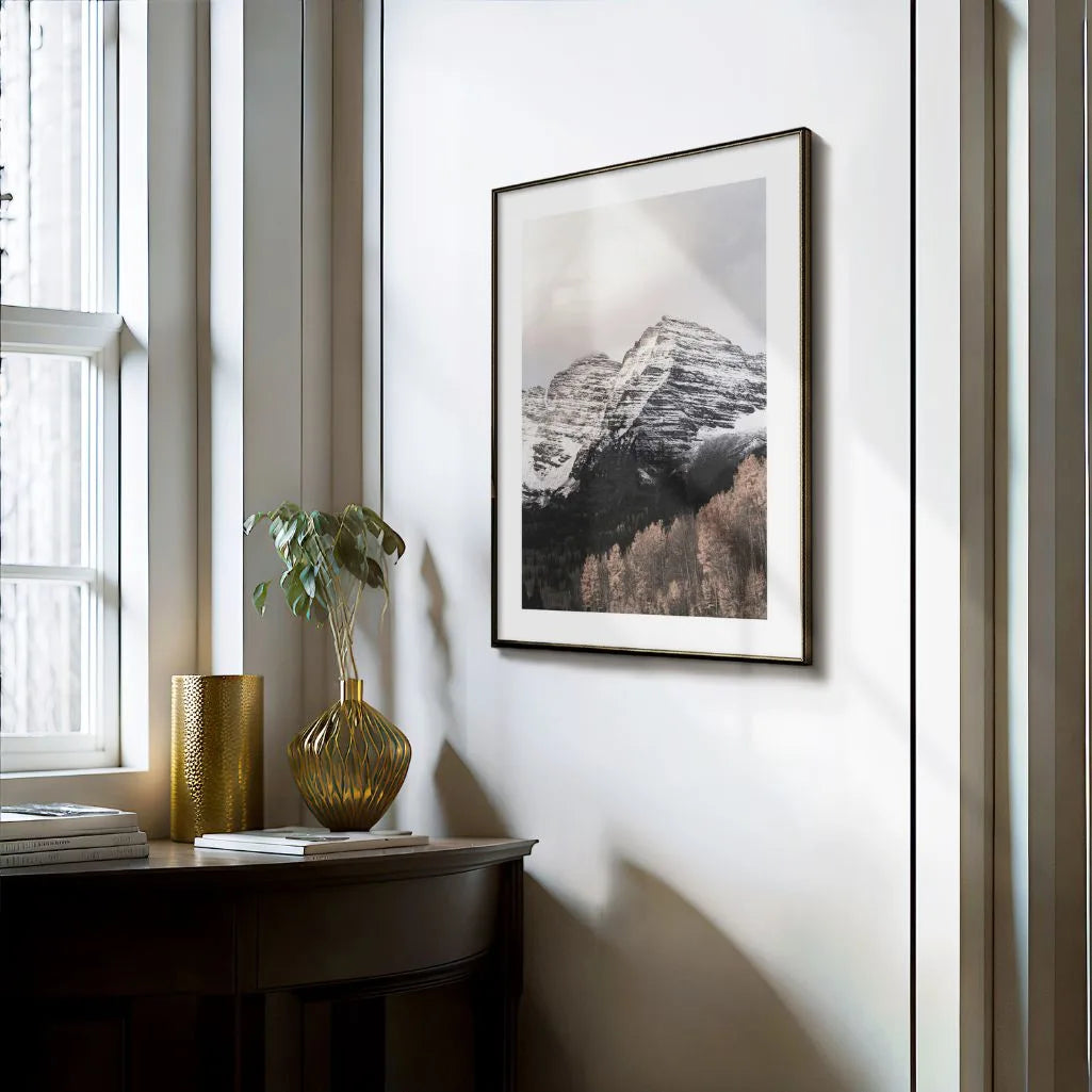 snowy mountain peak poster alpine rock detail