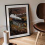 steam train poster smoke detail wall art