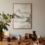 watercolor mountains poster living room beige decor