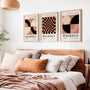 caramel cream and black bauhaus wall art set in modern living room