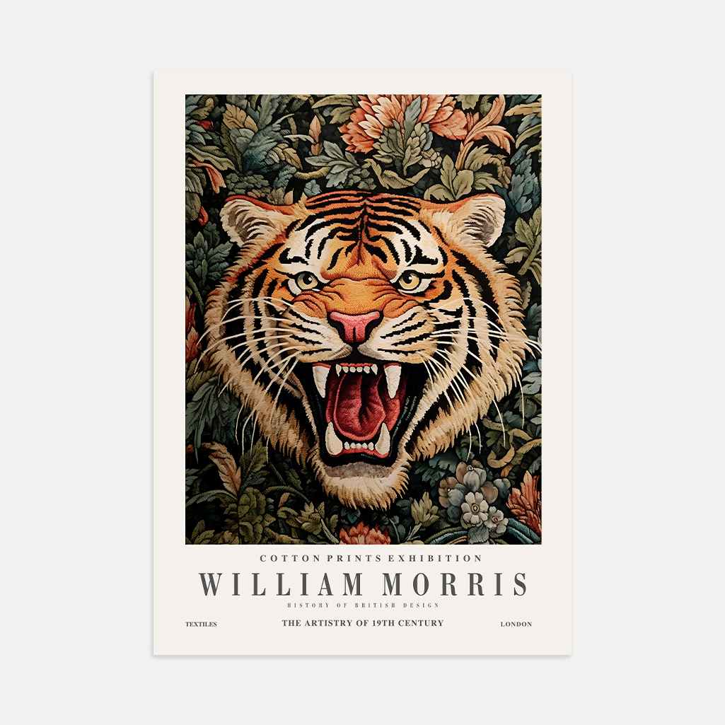 William Morris Tiger on Floral Background Poster